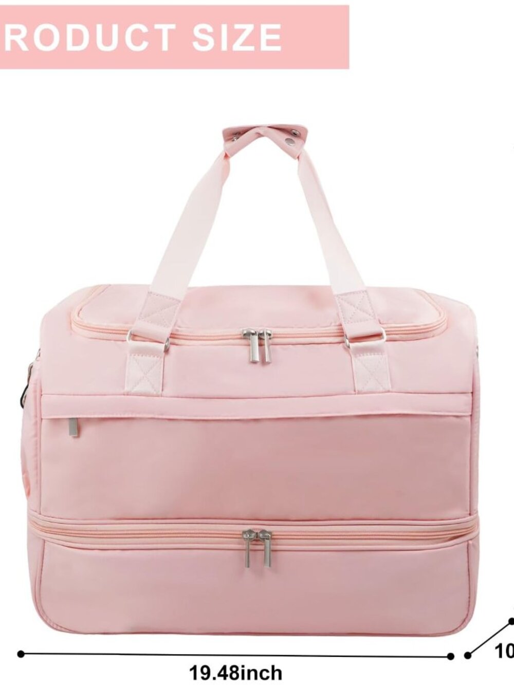 Travel Duffle Bag for Women, Carry-On Weekender with Shoe Compartment - Picture 4 of 9
